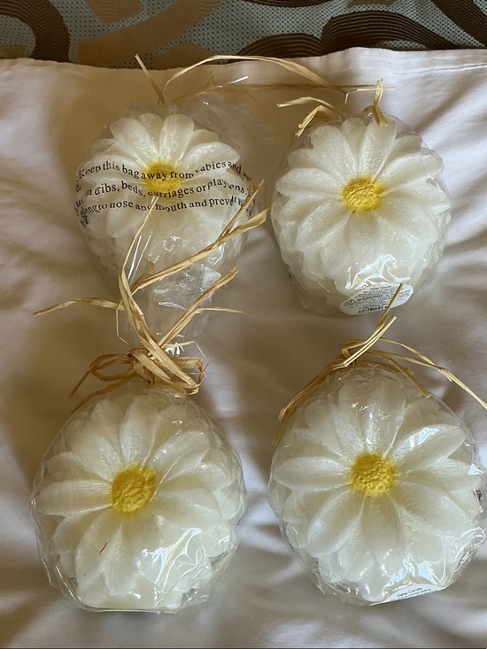 Other - Daisy-Shaped White & Yellow Candle Flowers -One Item